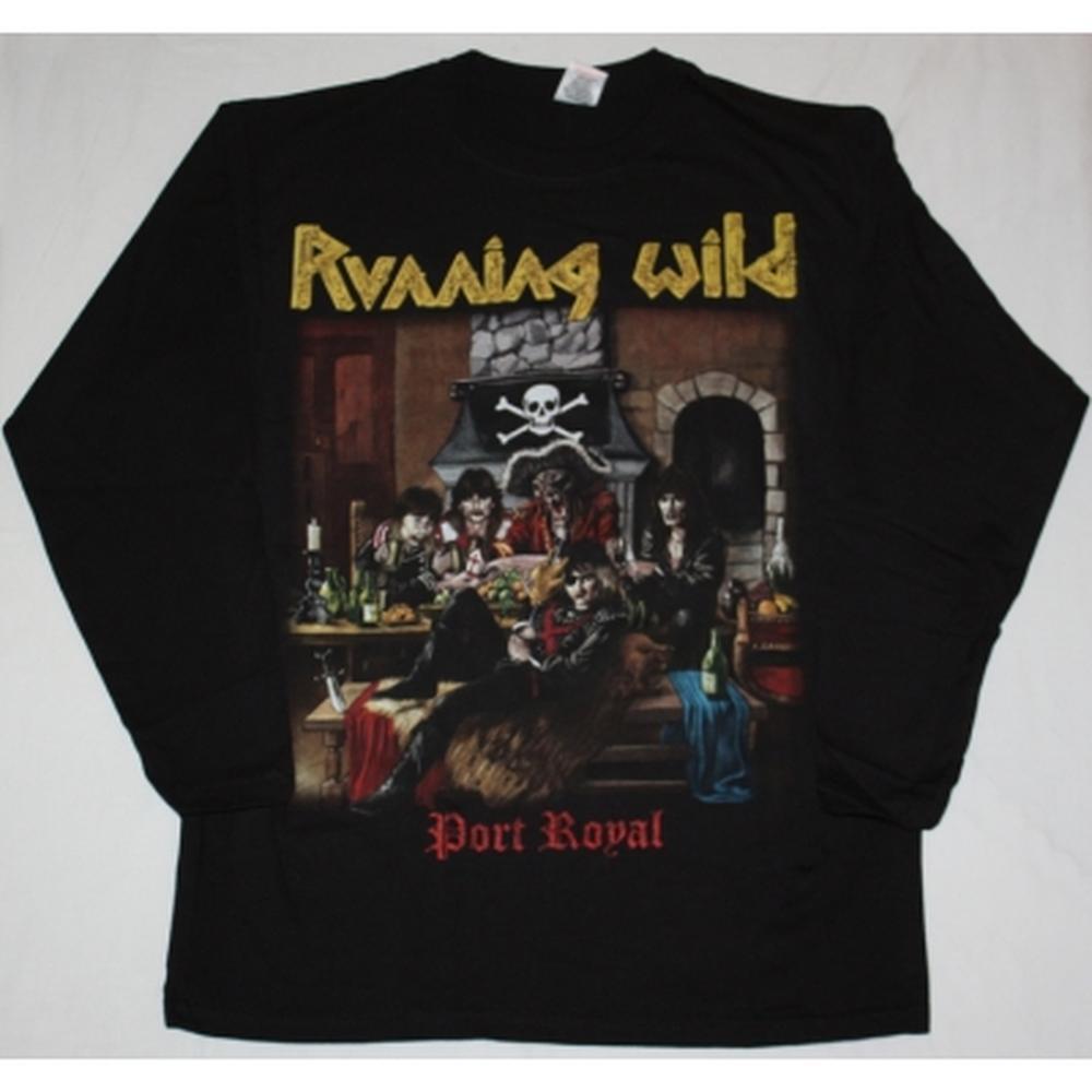Running Wild Port Royal 88 Shirt, Long Sleeve Black Graphic Rock Music Tee 05